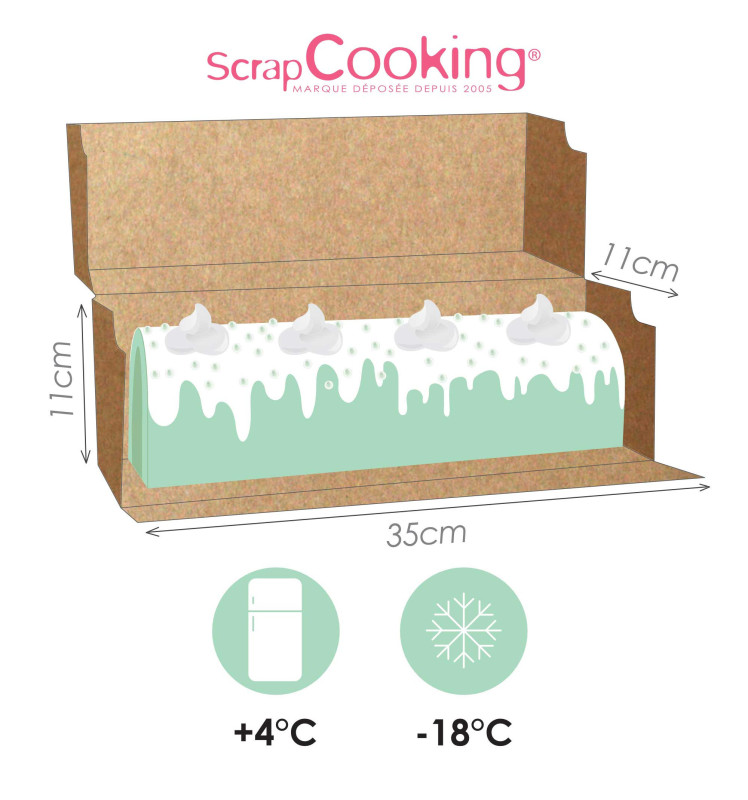 Scrapcooking - Set de 2 Boîtes à Bûche ou Cakes 35x11x11 cm - Les Secrets  du Chef