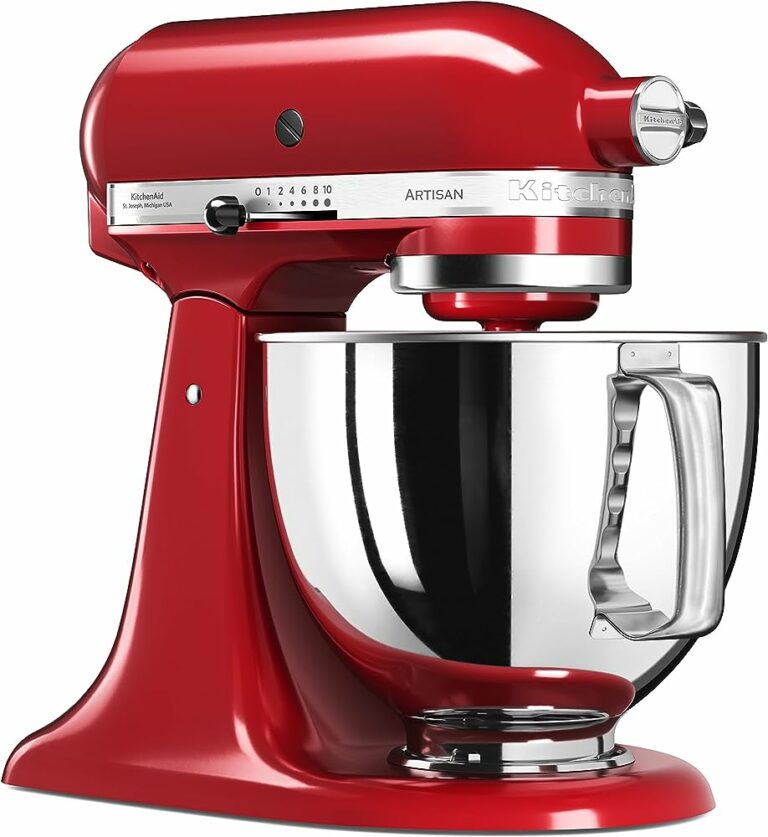 robot pâtissier kitchenaid rouge empire sur fond blanc